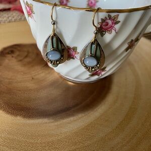 Vintage Elegant Gold and Blue Teardrop Earrings